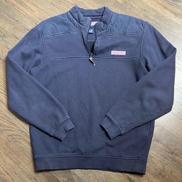 Vineyard vines 1/4 Zip Pullover Shep Shirt Navy Blue French Terry - Picture 1 of 7